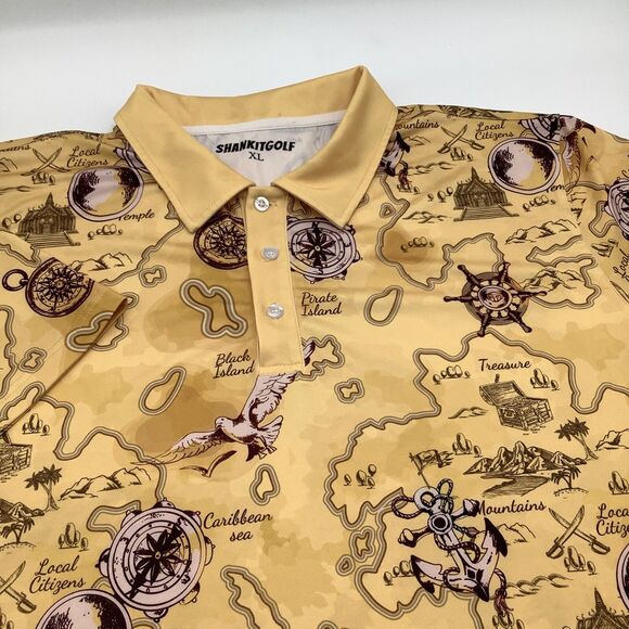 Shankitgolf Mens Short Sleeve Polo Pirate‎ Island Pattern Size XL - Picture 1 of 6